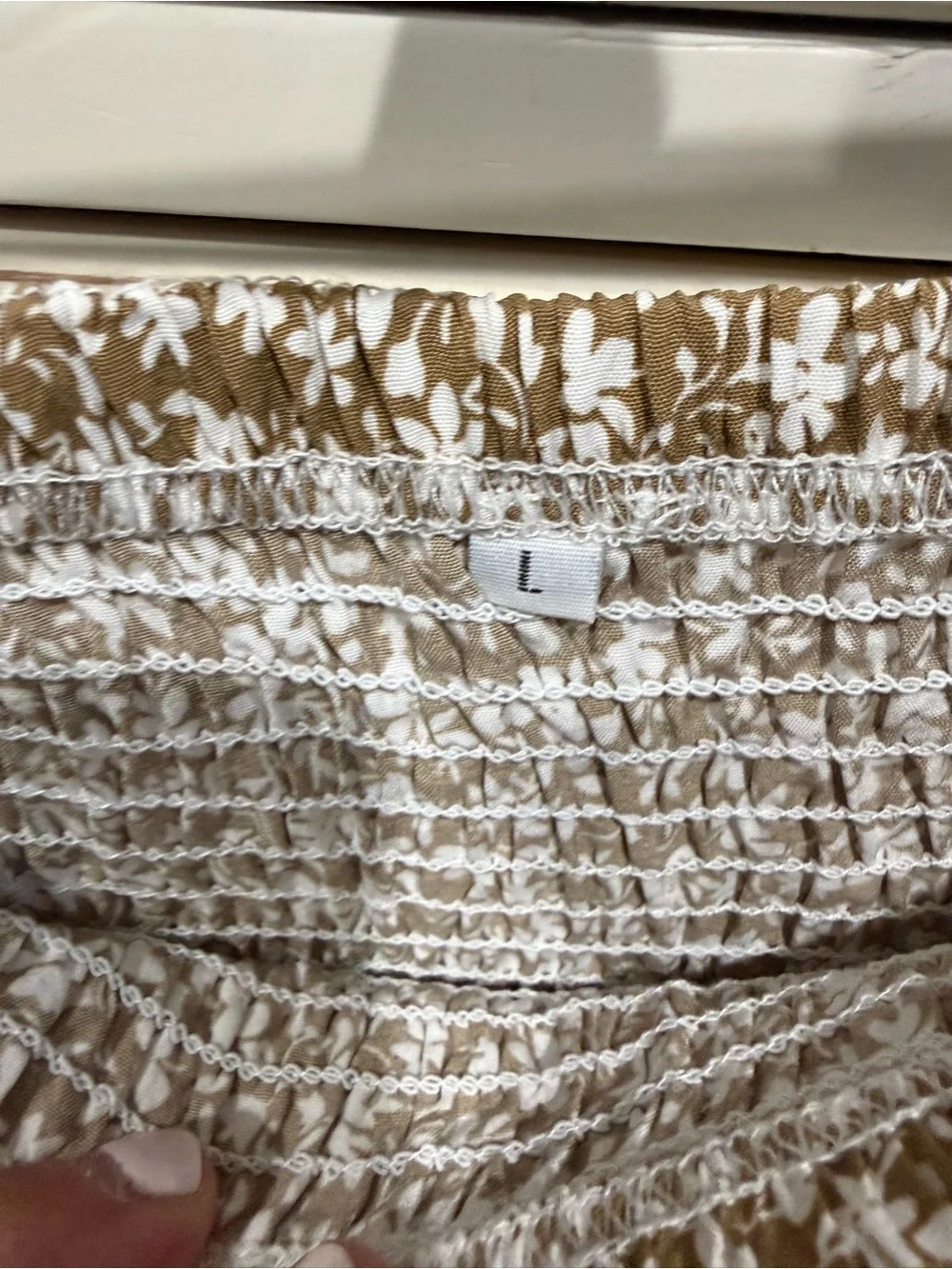 Floral Tiered Maxi Skirt - Tan/White